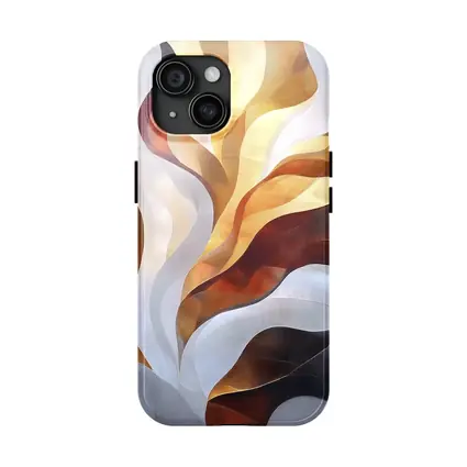 Abstract Flowing Waves Gold Brown Gray Art