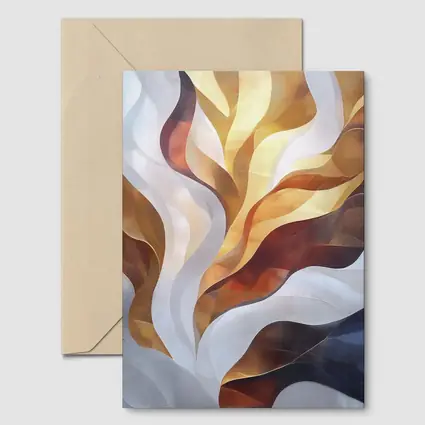 Abstract Flowing Waves Gold Brown Gray Art