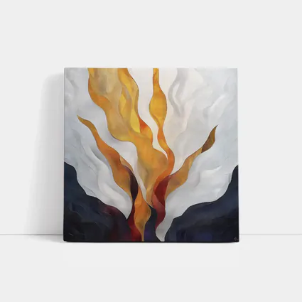 Abstract Fire Flames Rising Over Dark Landscape