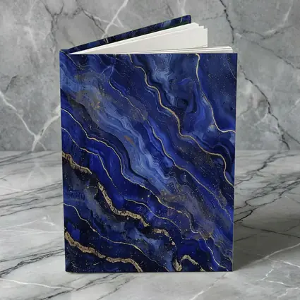 Deep Blue Marble Abstract Gold Veins Art