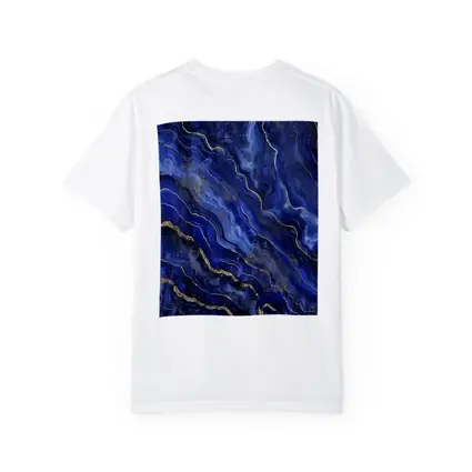 Deep Blue Marble Abstract Gold Veins Art