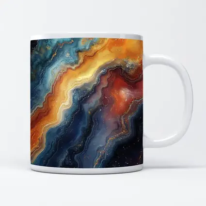 Abstract Marble Swirl Blue Orange Gold