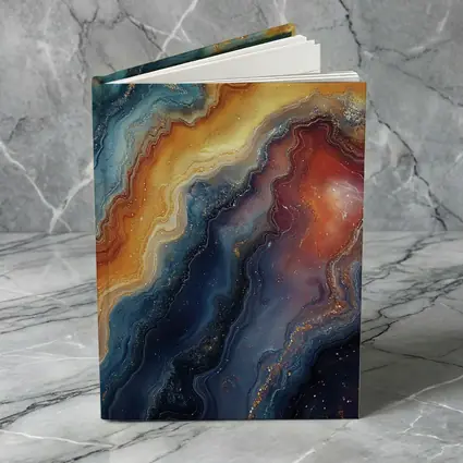 Abstract Marble Swirl Blue Orange Gold