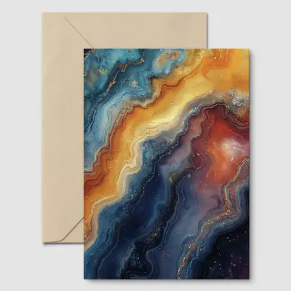 Abstract Marble Swirl Blue Orange Gold