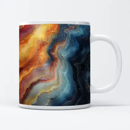 Abstract Fluid Art Galaxy Marble Blue Orange