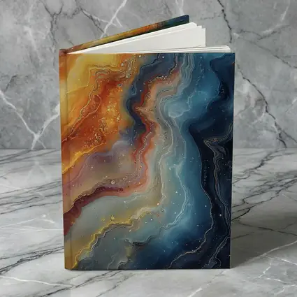 Abstract Fluid Art Galaxy Marble Blue Orange