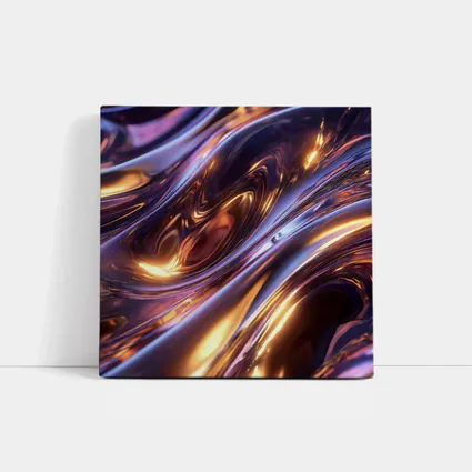 Liquid Metal Purple Gold Abstract Waves