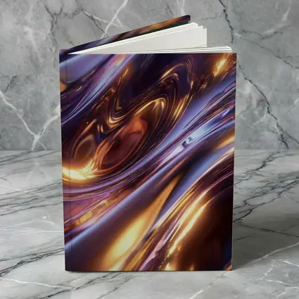 Liquid Metal Purple Gold Abstract Waves