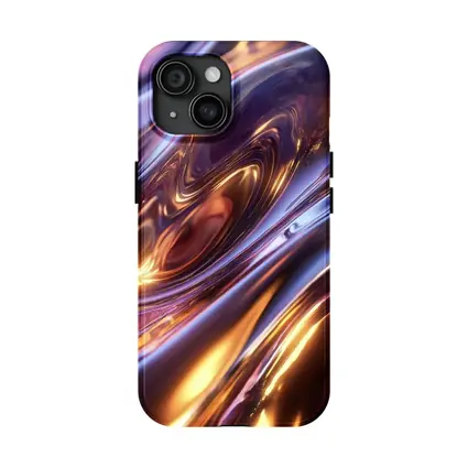 Liquid Metal Purple Gold Abstract Waves