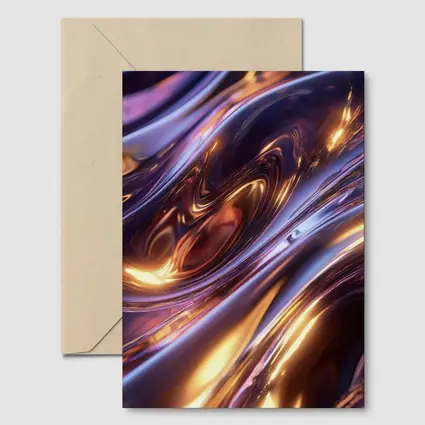 Liquid Metal Purple Gold Abstract Waves