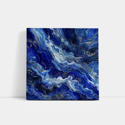 Blue Marble Abstract Flow Gold Accents