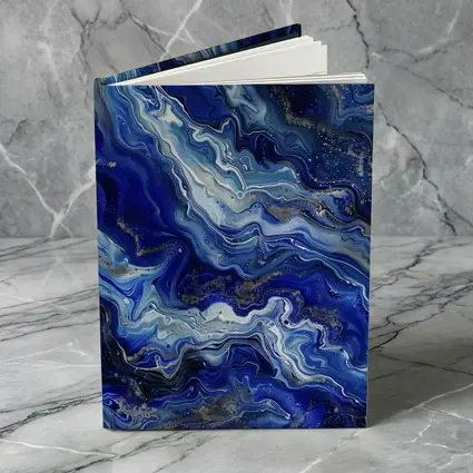 Blue Marble Abstract Flow Gold Accents