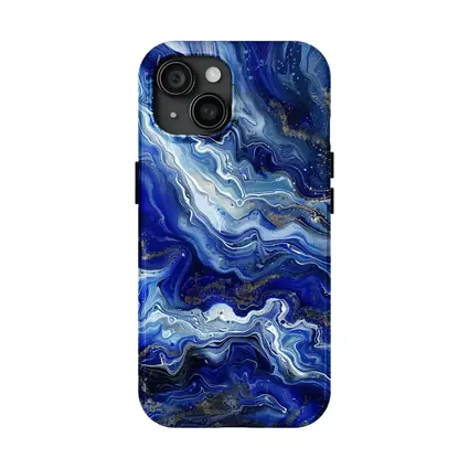 Blue Marble Abstract Flow Gold Accents