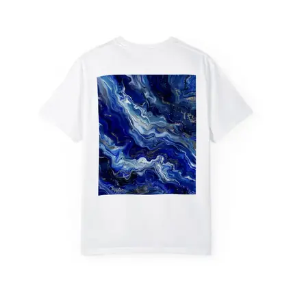 Blue Marble Abstract Flow Gold Accents