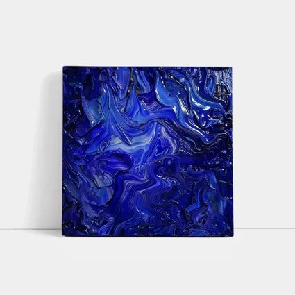 Deep Blue Abstract Swirling Oil Paint Art