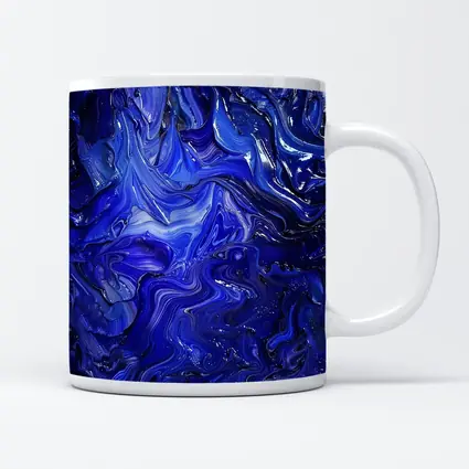 Deep Blue Abstract Swirling Oil Paint Art