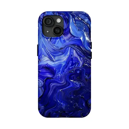 Deep Blue Abstract Swirling Oil Paint Art