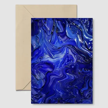 Deep Blue Abstract Swirling Oil Paint Art