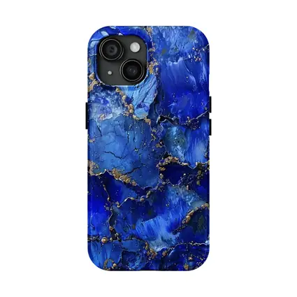Royal Blue Gold Abstract Marble Art