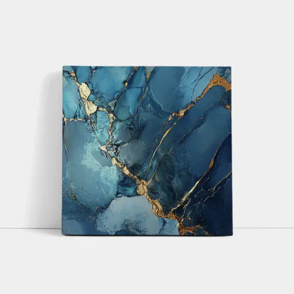 Blue Gold Marble Abstract Art Print