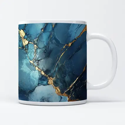 Blue Gold Marble Abstract Art Print