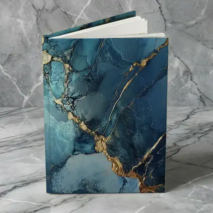 Blue Gold Marble Abstract Art Print