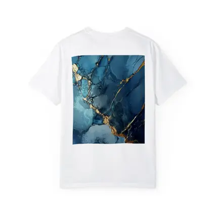 Blue Gold Marble Abstract Art Print