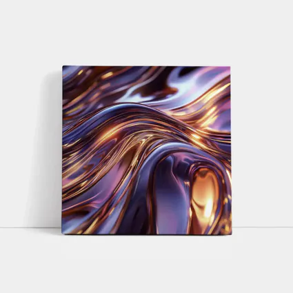 Metallic Purple Gold Flowing Abstract Waves