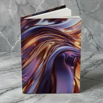 Metallic Purple Gold Flowing Abstract Waves
