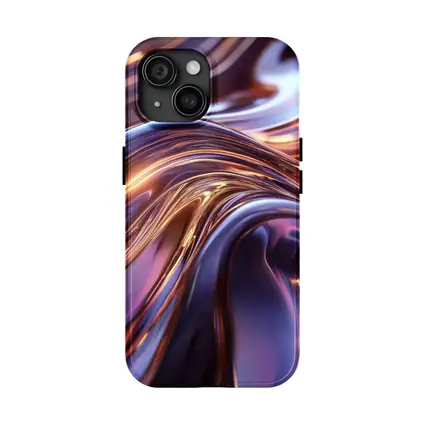 Metallic Purple Gold Flowing Abstract Waves