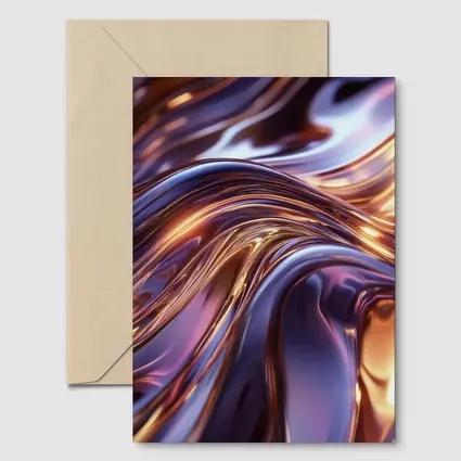 Metallic Purple Gold Flowing Abstract Waves