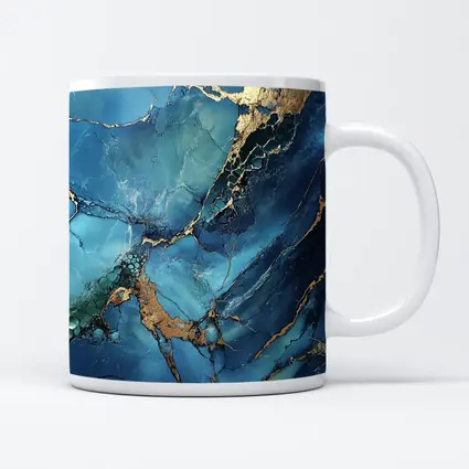 Blue Gold Marble Abstract Art Print
