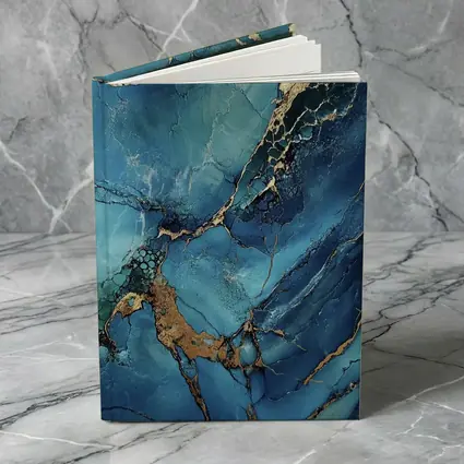 Blue Gold Marble Abstract Art Print