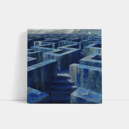 Blue Stone Labyrinth Maze Surreal Architecture