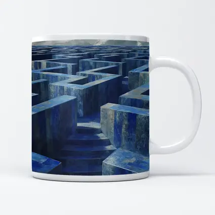 Blue Stone Labyrinth Maze Surreal Architecture