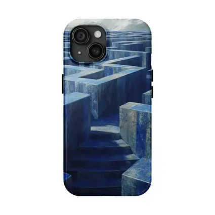 Blue Stone Labyrinth Maze Surreal Architecture