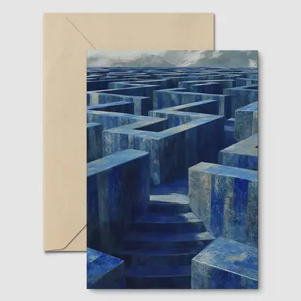 Blue Stone Labyrinth Maze Surreal Architecture