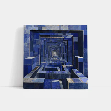 Blue Geometric Tunnel Abstract Cubist Architecture