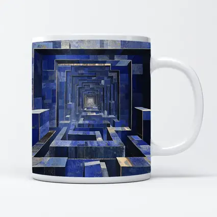 Blue Geometric Tunnel Abstract Cubist Architecture