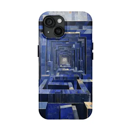 Blue Geometric Tunnel Abstract Cubist Architecture