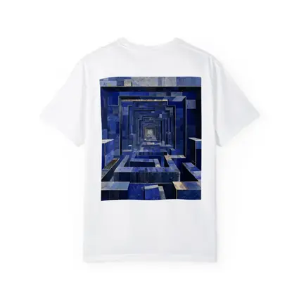 Blue Geometric Tunnel Abstract Cubist Architecture