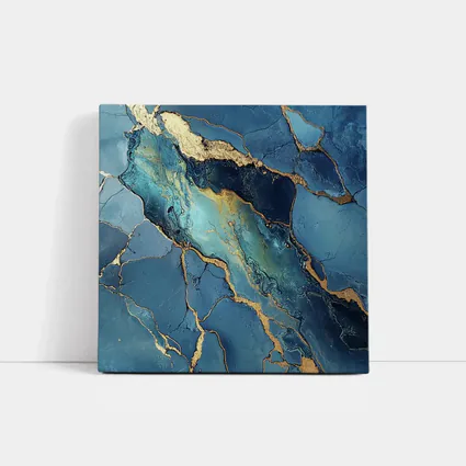 Blue Gold Marble Abstract Art Print