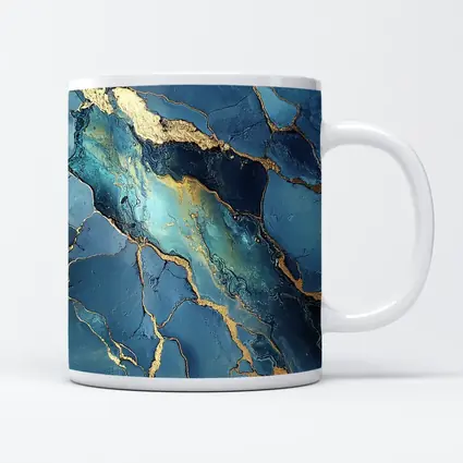 Blue Gold Marble Abstract Art Print