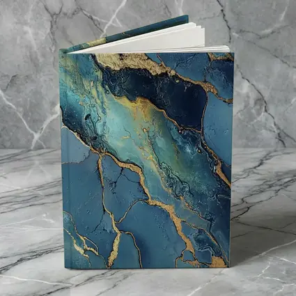 Blue Gold Marble Abstract Art Print