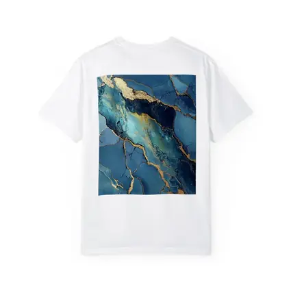 Blue Gold Marble Abstract Art Print