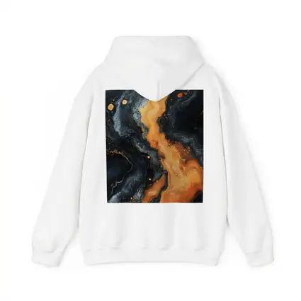Dark Marble Abstract Orange Gold Fluid Art