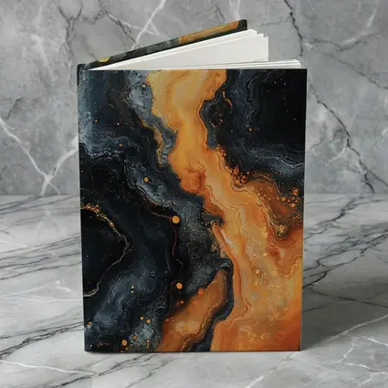 Dark Marble Abstract Orange Gold Fluid Art