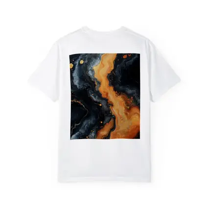 Dark Marble Abstract Orange Gold Fluid Art