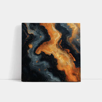 Dark Orange Gold Marble Abstract Fluid Art