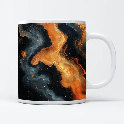 Dark Orange Gold Marble Abstract Fluid Art